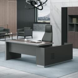 Office Furniture Advance Desk Left Dark Walnut Grey